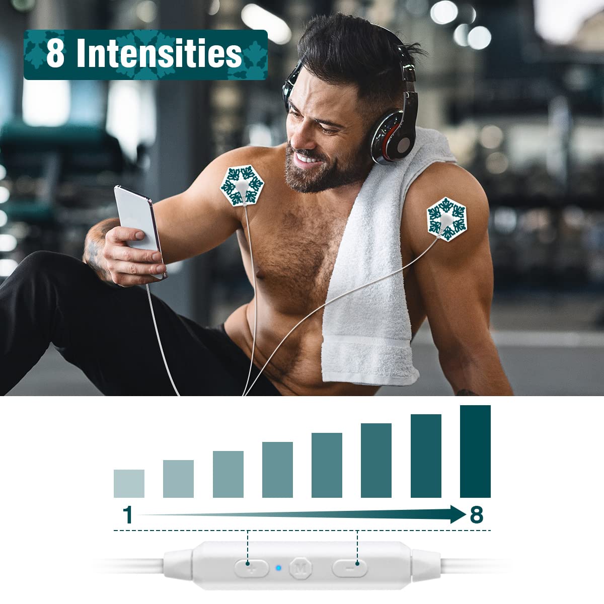 HANNEA TENS & EMS Unit Pain Relief Massager -Cell Phone Controlled Mini Muscle Stimulator Electrode Pads for Neck Back Shoulders Legs -6 Mode+8 Intensity, With 3 Connectors (Micro/USB C/iPhone) HANNEA TENS & EMS Unit Pain Relief Massager -Cell Phone Controlled Mini Muscle Stimulator Electrode Pads for Neck Back Shoulders Legs -6 Mode+8 Intensity, With 3 Connectors (Micro/USB C/iPhone)